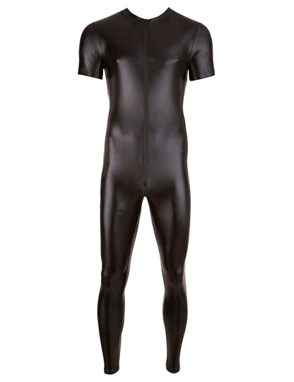 Herren Catsuit Wetlook Lack Leder Overall Komplett Anzug Dessous Body M/L/XL