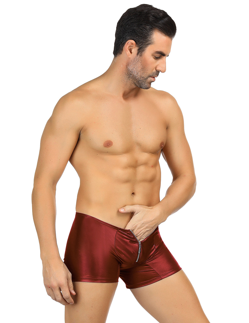 Boxershorts Zipper Wetlook Boxer Shorts Herren Slip Männer Hose Unterwäsche S/XL - MP069