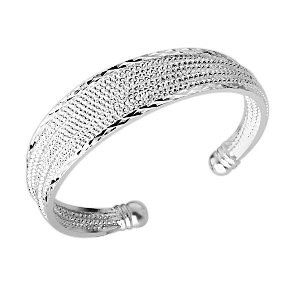 Lau Fashion Damen Luxus Armreifen Strass Armband Versilbert Schmuck Strass Optik Ø 60mm