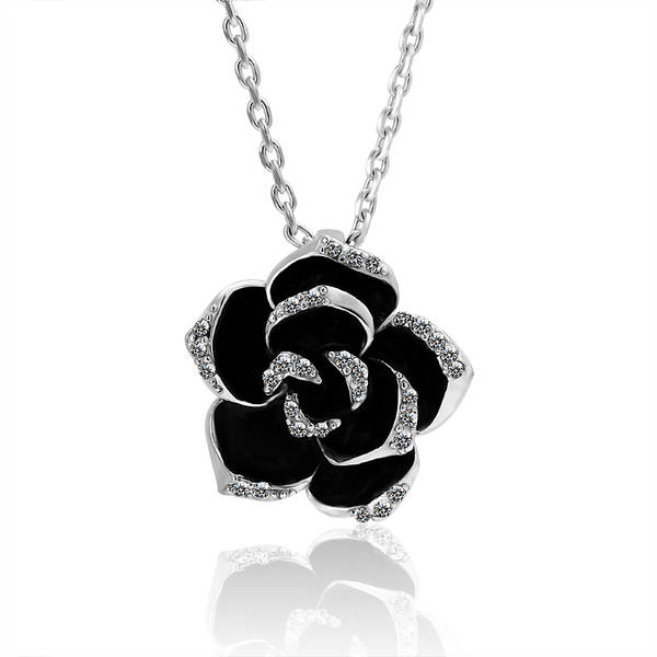 Lau Fashion Lau-Fashion Damen Blume Halskette Zirkonia Anhänger Schmuck Strass vergoldet Ø 25mm