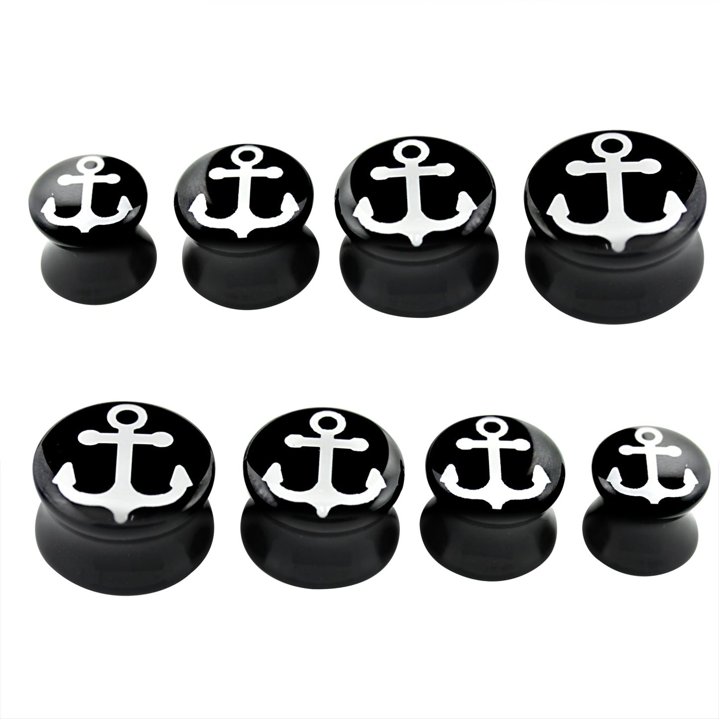 2 Stück Anker Schwarz Plug Acryl Flash Rockabilly Seemann Ohrring Piercing