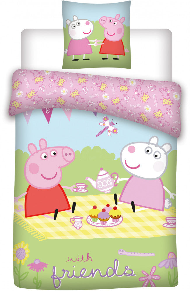 Lau Fashion Peppa Pig Wutz Tee Picknick Pause Kinder Bettwäsche Set Mädchen Wendebettwäsche