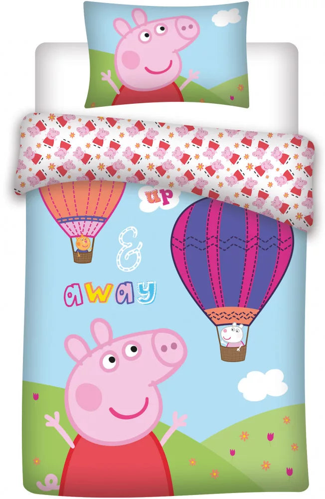 Lau Fashion Peppa Pig Wutz Ballonfahrt Fliegen Kinder Bettwäsche Set Mädchen Wendebettwäsche