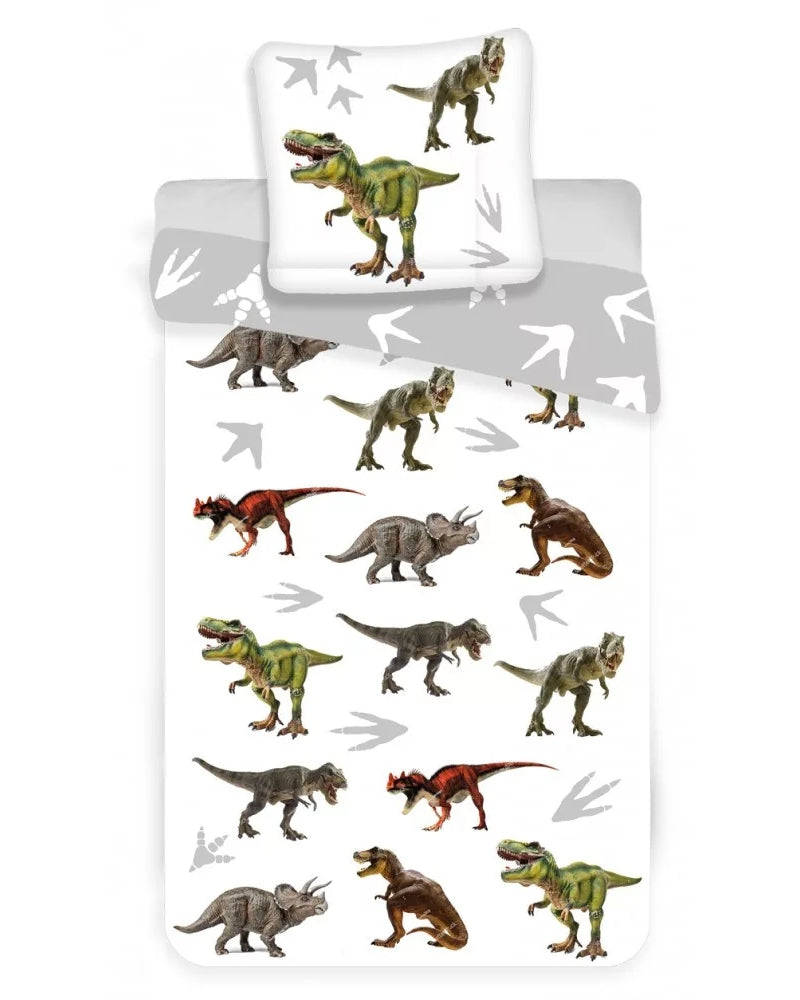 Lau Fashion Kinder Dino Bettwäsche Set Bettbezug Dinosaurier Wendebettwäsche 140×200cm