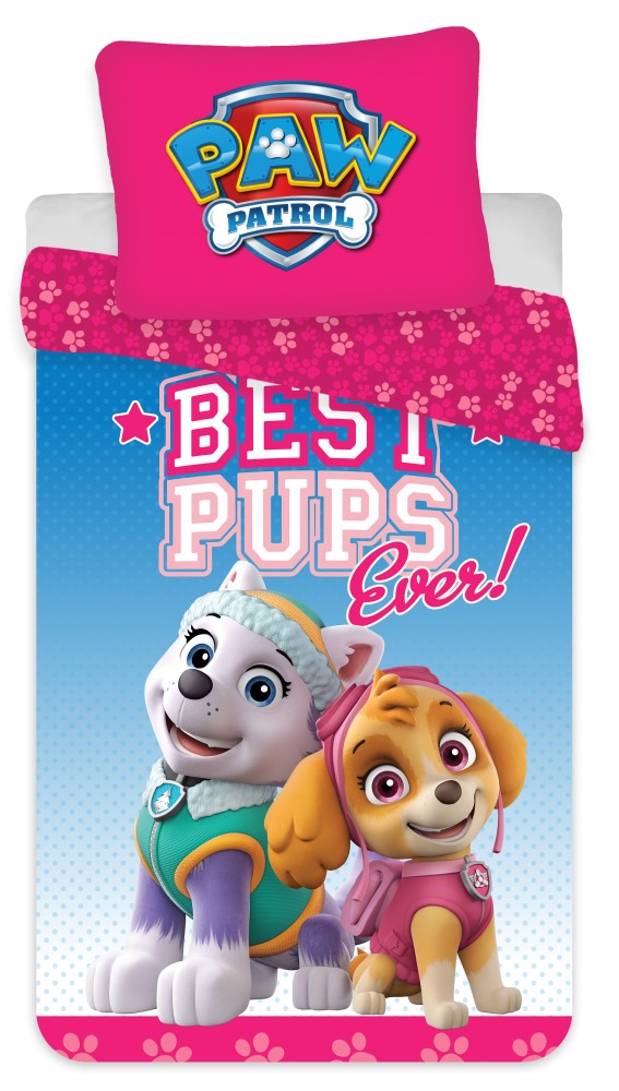 Lau Fashion Paw Patrol Sky BEST PUPS Kinder Bettwäsche Set Bettbezug Rosa 100×135cm