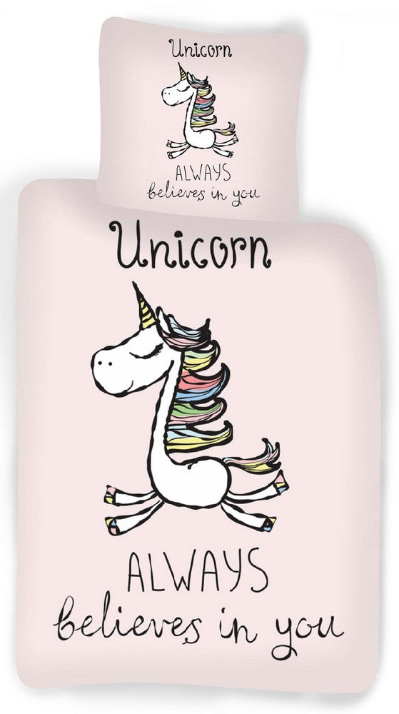 Lau Fashion Einhorn Kinder Bettwäsche Set Mädchen Unicorn Rosa Wendebettwäsche 100 x 140cm