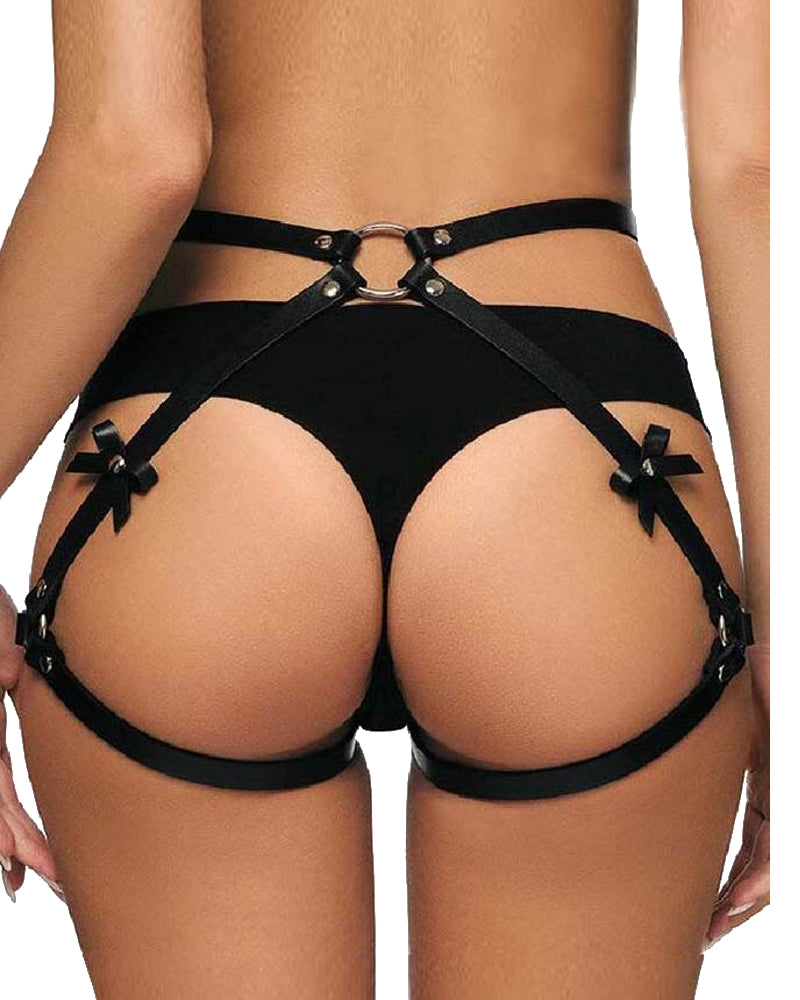 Lau Fashion Leder Strumpfband Harness Strapse Bondage SM BDSM Gothic Band Unterwäsche S/M/L