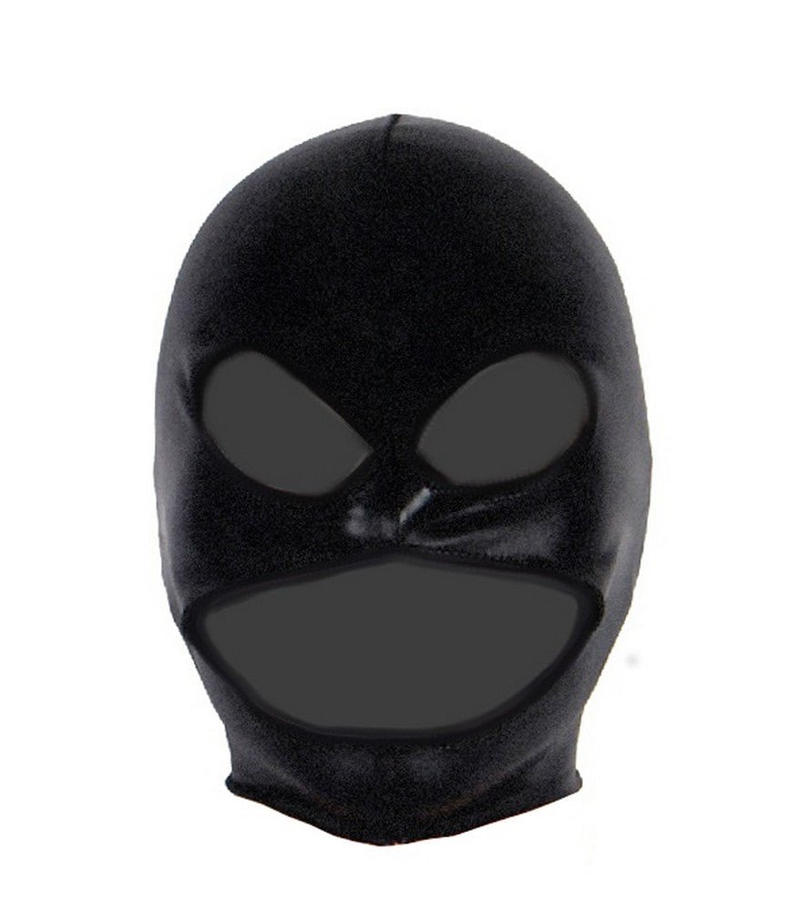 Lau Fashion Maske Schwarze Wetlook Kopfmaske Bondage SM BDSM Rollenspiel S/M/L