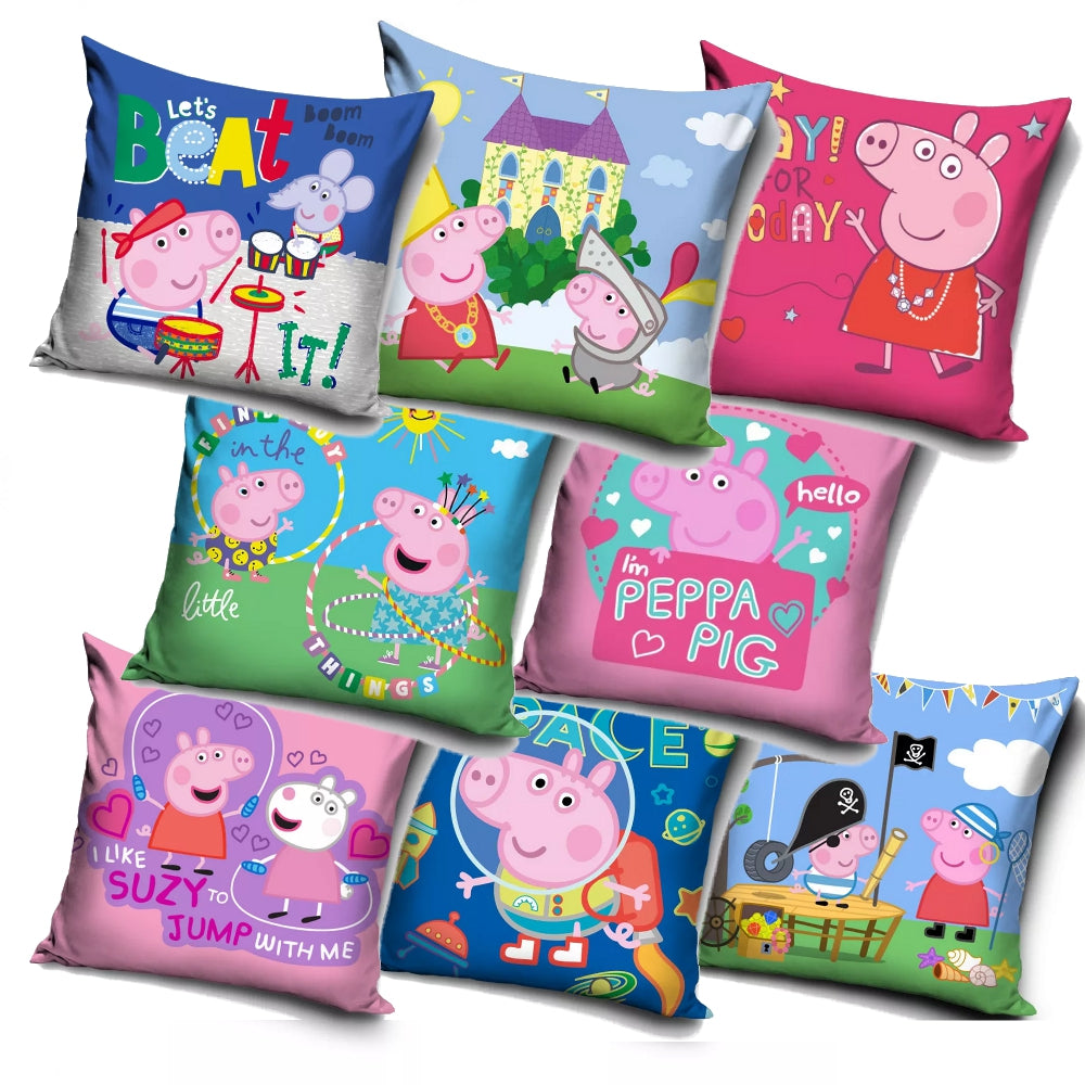 Lau Fashion Peppa Wutz Kopfkissenbezug Kissenbezug Kissenhülle Kinder Bett Sofa Logo 40x40cm