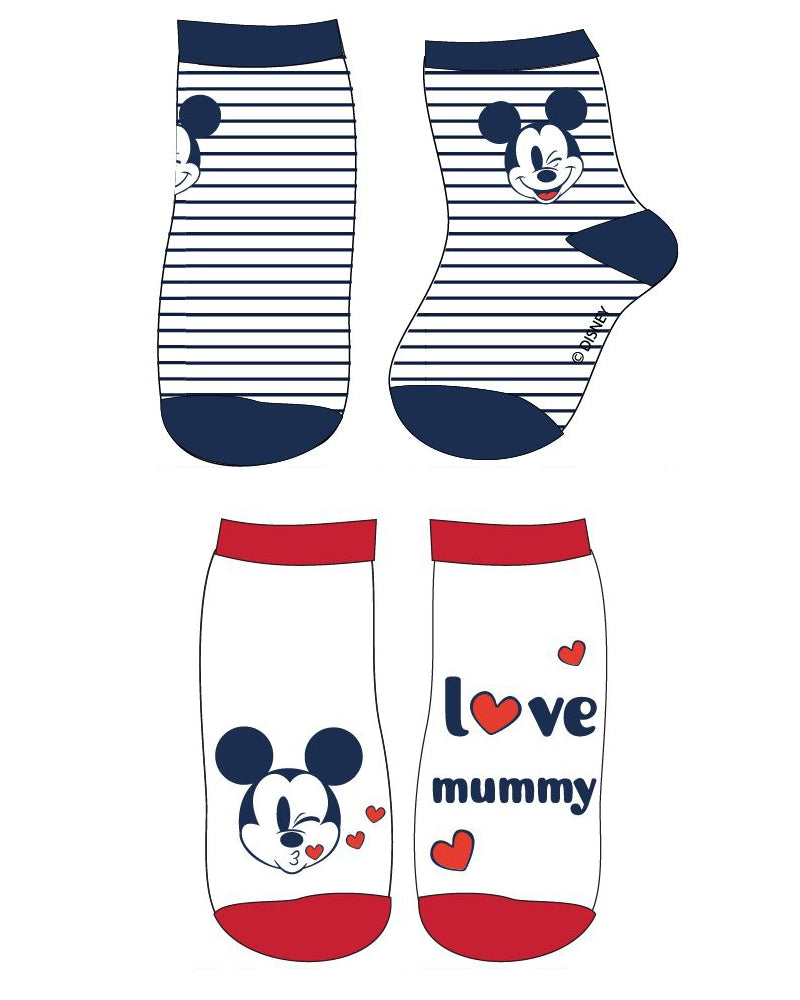 Lau Fashion 2er Pack Set Disney Mickey Maus Kinder Socken Strümpfe Söckchen Quarter