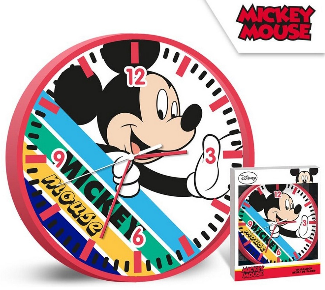 Lau Fashion Micky Maus Wanduhr Kinderzimmer Uhr Jungen Schule Disney Design Ø 25cm