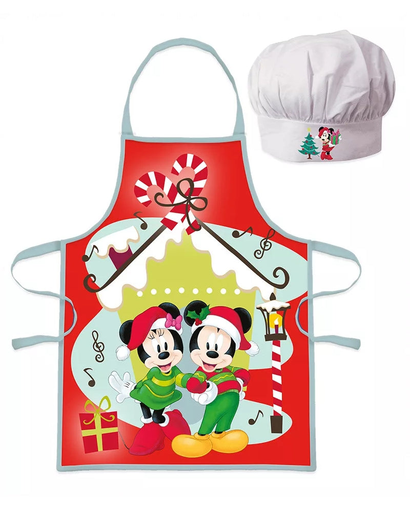 Lau Fashion Disney Mickey Minnie Maus Kinder Kochschürze Weihnachten Unisex Kindergarten X-Mas Backset