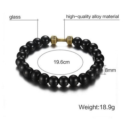 Unisex Perlen Armband Glas Matt Schwarz Verschiedene Kugeln 20cm