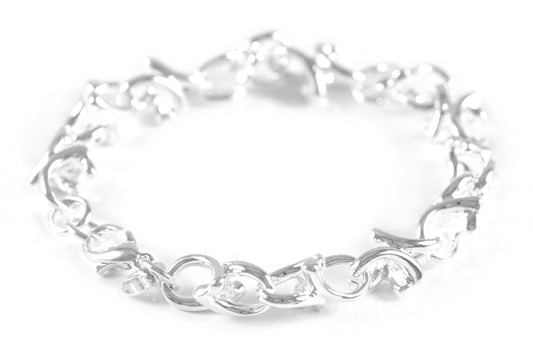 Silber Damen Armband Armreifen Modeschmuck Gliederband Geschenk Ø 10mm