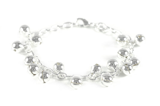 Silber Perlen Glöckchen Damen Armband Armreifen Schmuck Geschenkidee Ø 13mm