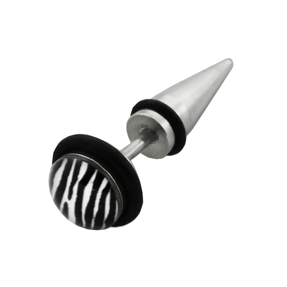 Lau Fashion 1 Paar Zebra Fake Plug Spitze Ohrstecker Gothic Ohrring Piercing 8mm