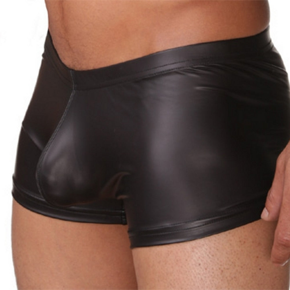 Lau Fashion Herren Slip Lack Leder Wetlook Schwarz Männer Fetisch Boxershorts Gogo M/L/XL - MP006