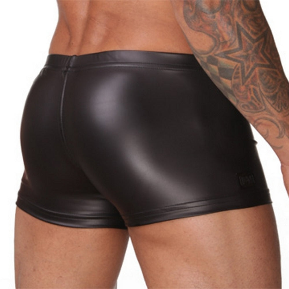 Herren Slip Lack Leder Wetlook Schwarz Männer Fetisch Boxershorts Gogo M/L/XL - MP006