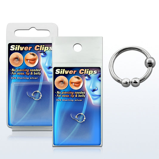 Fake Test Piercing Clip Ring 925 Silber Nase Klemmring Lippen Ohr Intim Ø 10mm