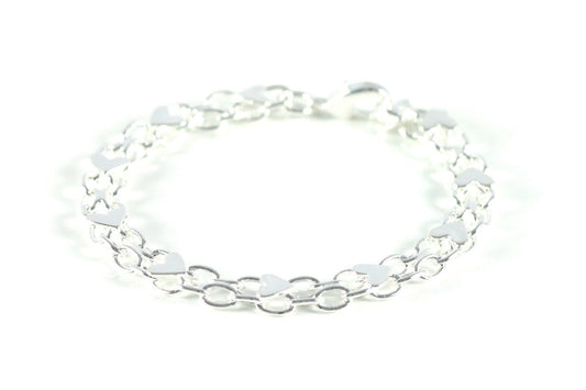 Silber Massives Herz Damen Armband Modeschmuck Armreifen Geschenk Ø 7mm