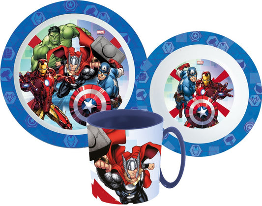 Avengers Besteckset Frühstücks Set Kinder Halk Geschirr Cartoon Kindergarten