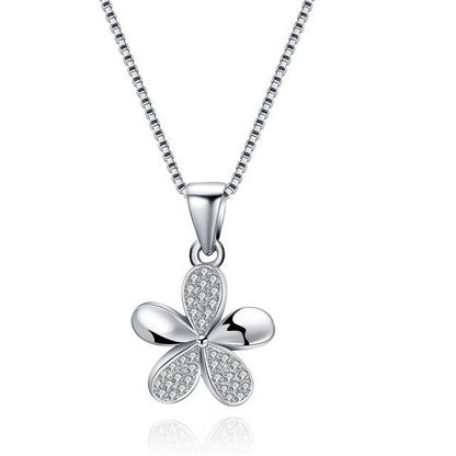 925 Sterling Silber Damen Halskette Blume Strass Zirkonia Anhänger Ø 14mm